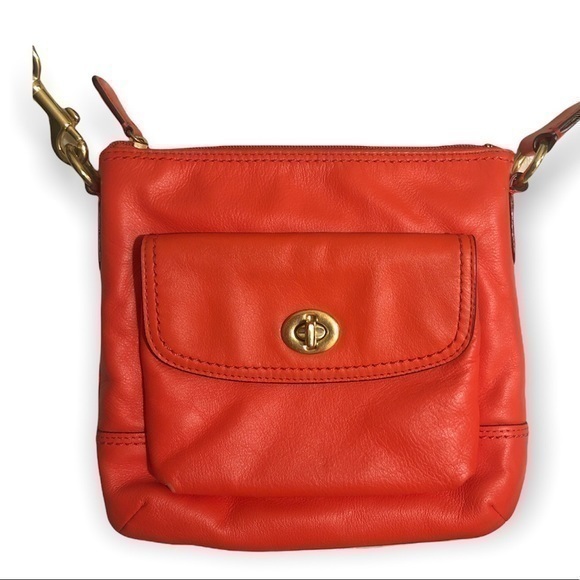 Coach Orange Leather Turnlock Crossbody Messenger Bag For Collectors Only Please